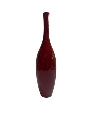Global Views Glossy Red Ceramic Long Neck Accent Vase Decor